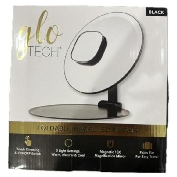 GLO TECH Foldable Travel LED Mirror - Touch Dimming & on/Off Swtich,l - Picture 1 of 1